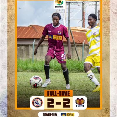 Ghana Premier League: Ebenezer Abban’s last gasp penalty saves Hearts of Lions in Berekum